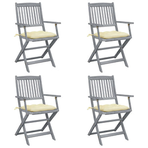 Sedie da Giardino Pieghevoli 4pz con Cuscini in Massello Acacia cod mxl 9935