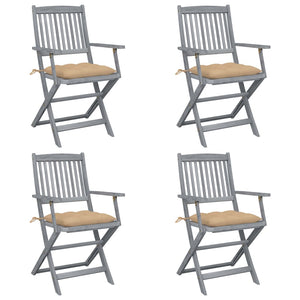 Sedie da Giardino Pieghevoli 4pz con Cuscini in Massello Acacia cod mxl 47755