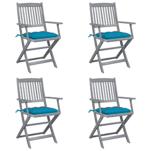 Sedie da Giardino Pieghevoli 4pz con Cuscini in Massello Acacia cod mxl 27397