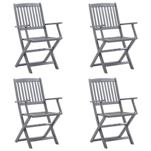 Sedie da Giardino Pieghevoli 4pz con Cuscini in Massello Acacia cod mxl 8155