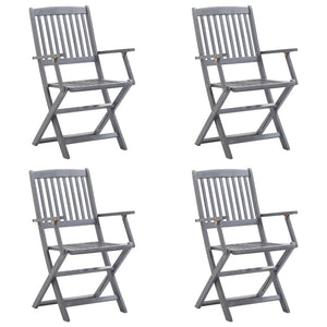 Sedie da Giardino Pieghevoli 4pz con Cuscini in Massello Acacia 3064531