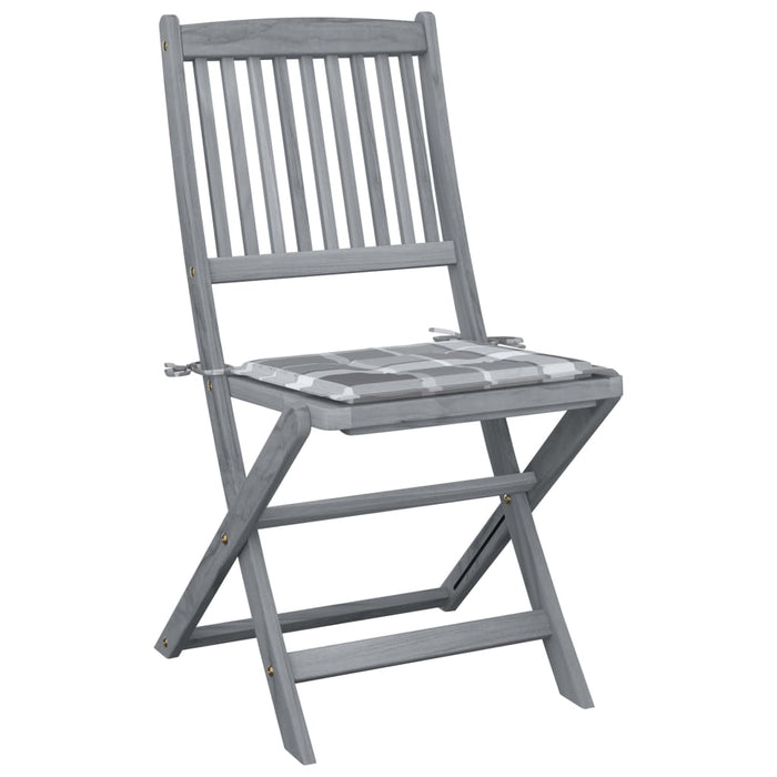 Sedie da Giardino Pieghevoli 2pz con Cuscini in Massello Acacia 3064550
