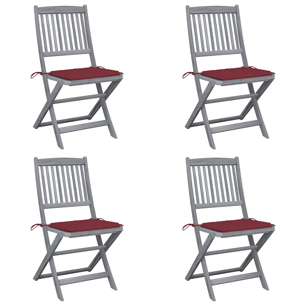 Sedie da Giardino Pieghevoli 4pz con Cuscini in Massello Acacia cod mxl 76016