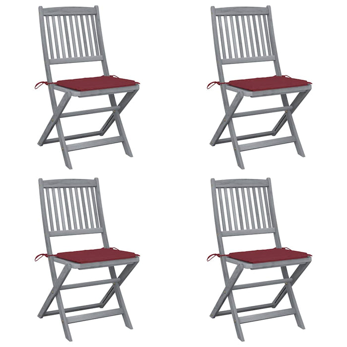 Sedie da Giardino Pieghevoli 4pz con Cuscini in Massello Acacia cod mxl 76016