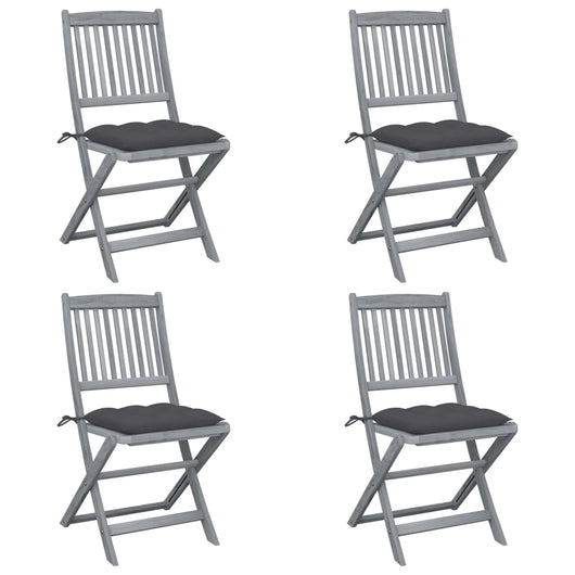 Sedie da Giardino Pieghevoli 4pz con Cuscini in Massello Acacia cod mxl 6351