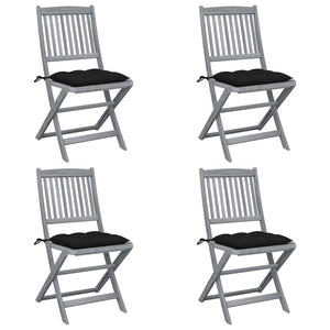 Sedie da Giardino Pieghevoli 4pz con Cuscini in Massello Acacia cod mxl 44088