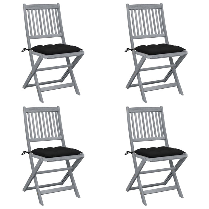 Sedie da Giardino Pieghevoli 4pz con Cuscini in Massello Acacia cod mxl 44088