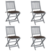 Sedie da Giardino Pieghevoli 4pz con Cuscini in Massello Acacia cod mxl 6354