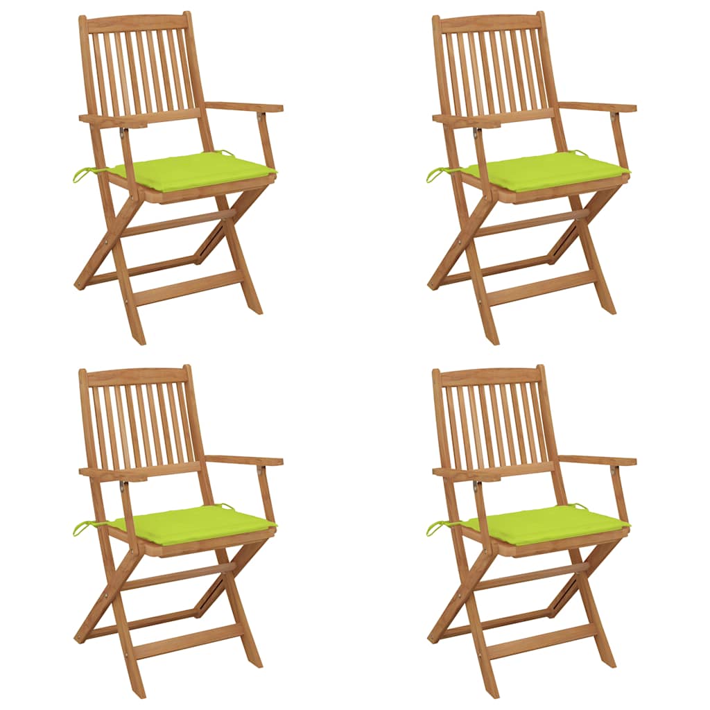 Sedie da Giardino Pieghevoli 4 pz con Cuscini Massello Acacia