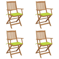 Sedie da Giardino Pieghevoli 4 pz con Cuscini Massello Acacia
