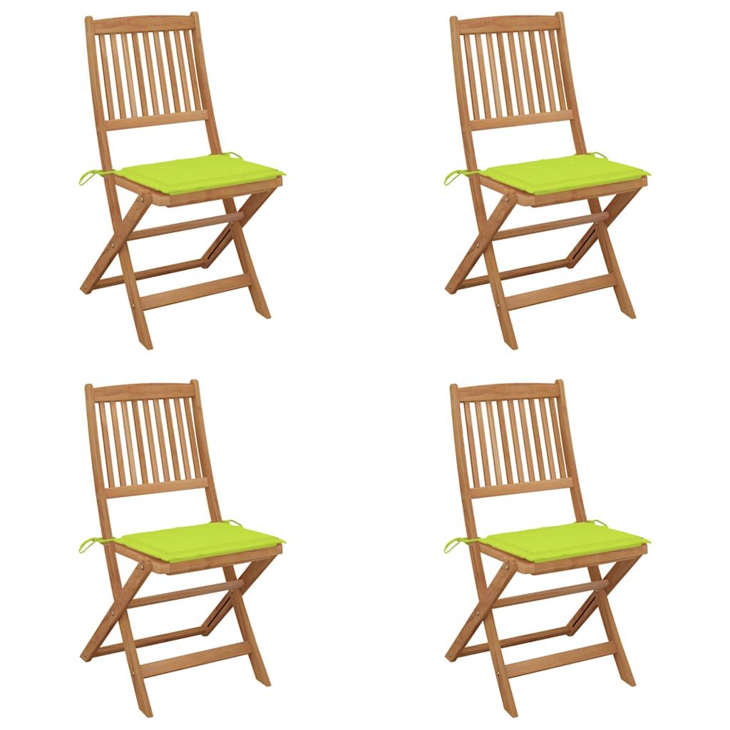 Sedie da Giardino Pieghevoli 4 pz con Cuscini Massello Acacia