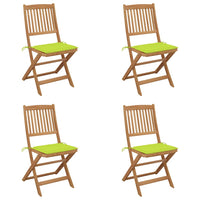 Sedie da Giardino Pieghevoli 4 pz con Cuscini Massello Acacia