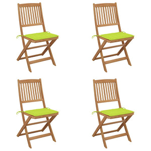 Sedie da Giardino Pieghevoli 4 pz con Cuscini Massello Acacia