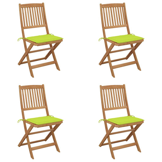 Sedie da Giardino Pieghevoli 4 pz con Cuscini Massello Acacia