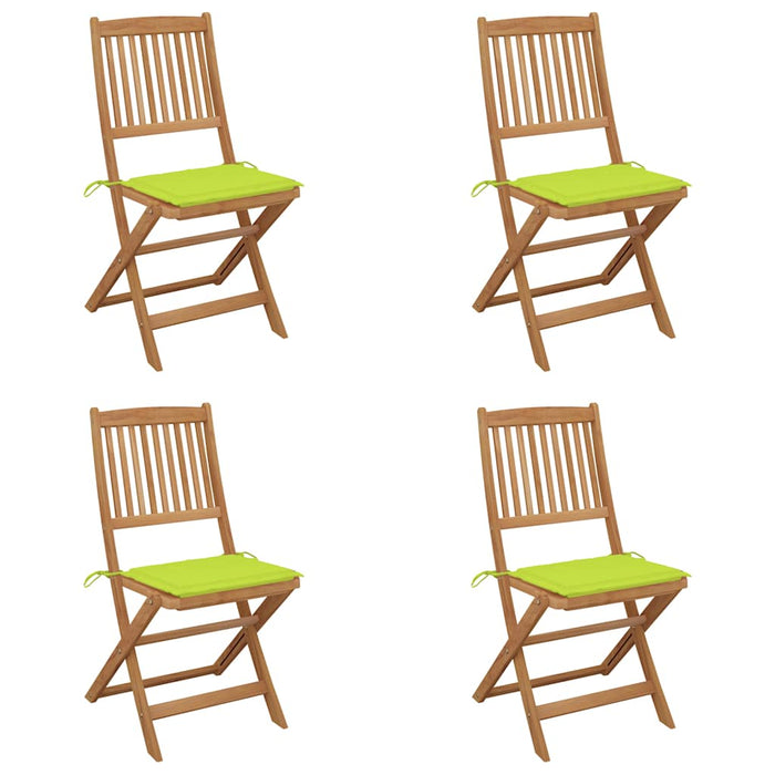 Sedie da Giardino Pieghevoli 4 pz con Cuscini Massello Acacia