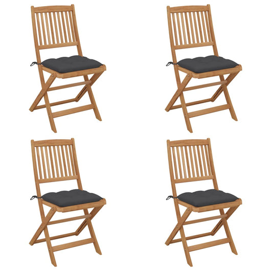 Sedie da Giardino Pieghevoli 4 pz con Cuscini Massello Acacia cod mxl 14655