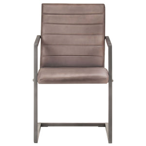 Sedie da Pranzo a Sbalzo 4 pz Marroni in Vera Pelle 3059805