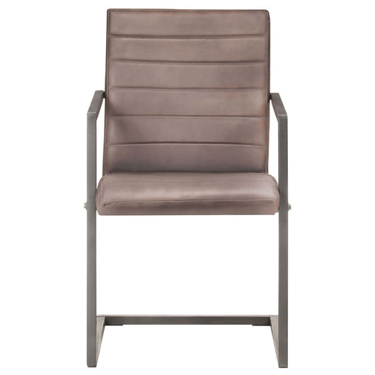 Sedie da Pranzo a Sbalzo 6 pz Marroni in Vera Pelle 3059806