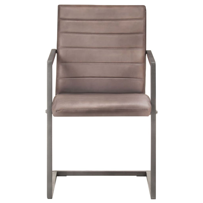 Sedie da Pranzo a Sbalzo 6 pz Marroni in Vera Pelle 3059806