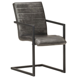 vidaXL Sedie da Pranzo a Sbalzo 6 pz Grigie in Vera Pelle