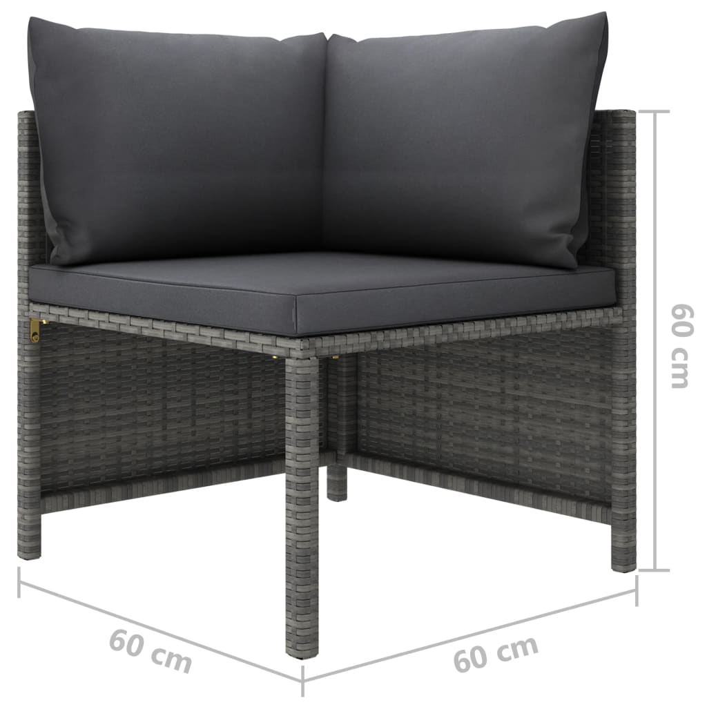 Set Divani da Giardino 5 pz con Cuscini in Polyrattan Grigio 3059754