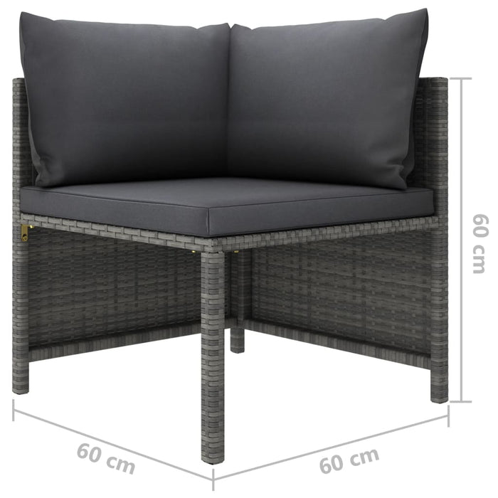 Set Divani da Giardino 5 pz con Cuscini in Polyrattan Grigio 3059754