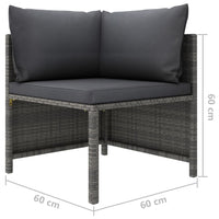 Set Divani da Giardino 9 pz con Cuscini in Polyrattan Grigio 3059765