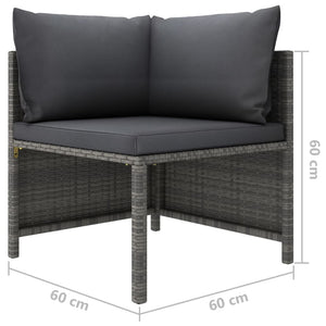 Set Divani da Giardino 9 pz con Cuscini in Polyrattan Grigio 3059765