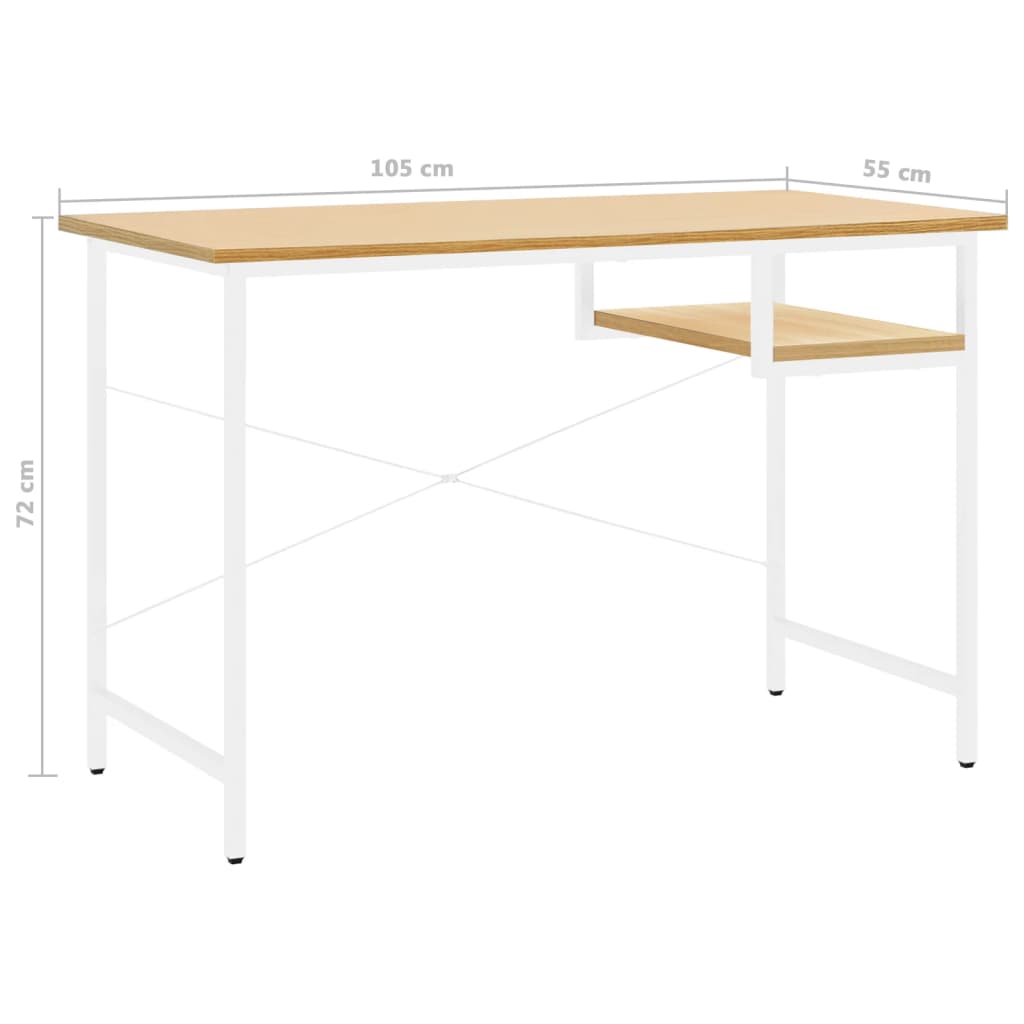 Scrivania Computer Bianca Rovere Chiaro 105x55x72cm MDF Metallo 20544