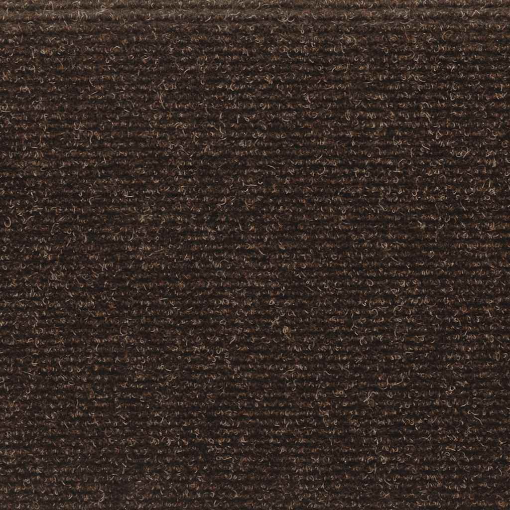 Tappetini per Scale Tessuto Agugliato 15 pz 65x21x4 cm Marrone 326188