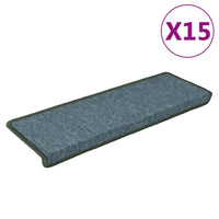 Tappetini per scale 15 pz 65x21x4 cm Verde scuro con bordo rettangolare 326193