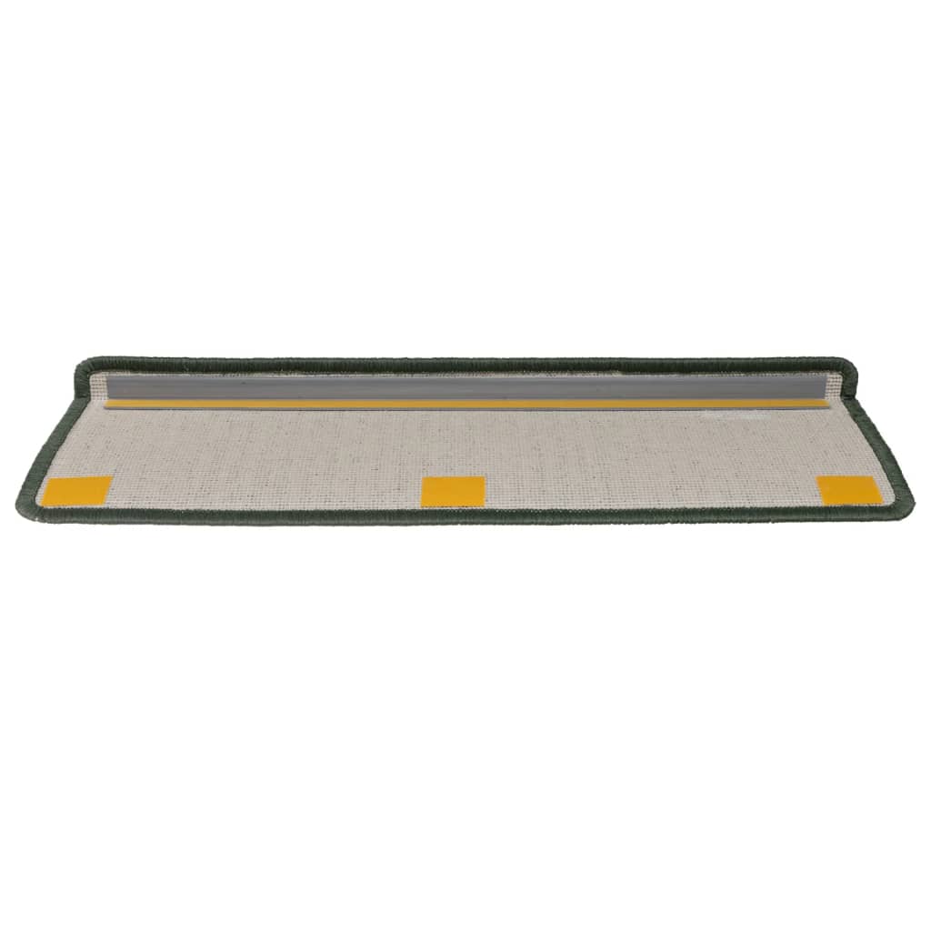 Tappetini per scale 15 pz 65x21x4 cm Verde scuro con bordo rettangolare 326193