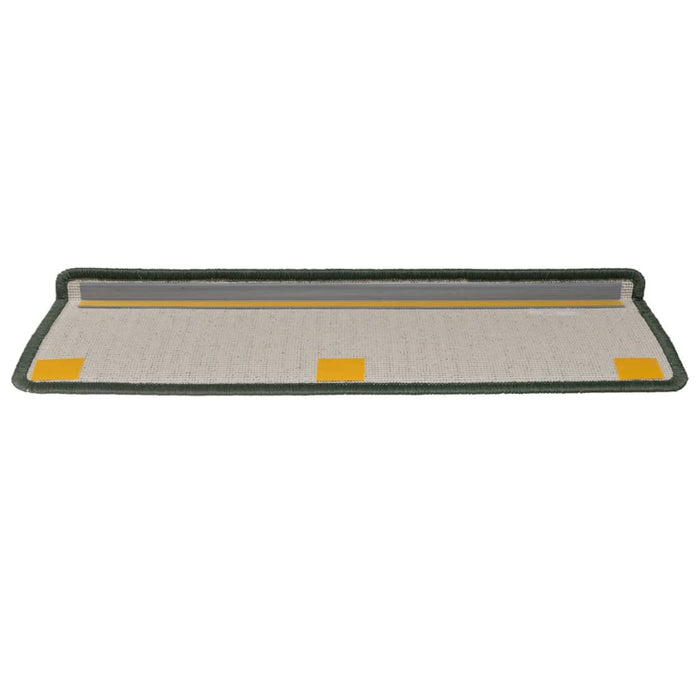 Tappetini per scale 15 pz 65x21x4 cm Verde scuro con bordo rettangolare 326193