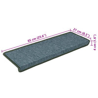 Tappetini per scale 15 pz 65x21x4 cm Verde scuro con bordo rettangolare 326193