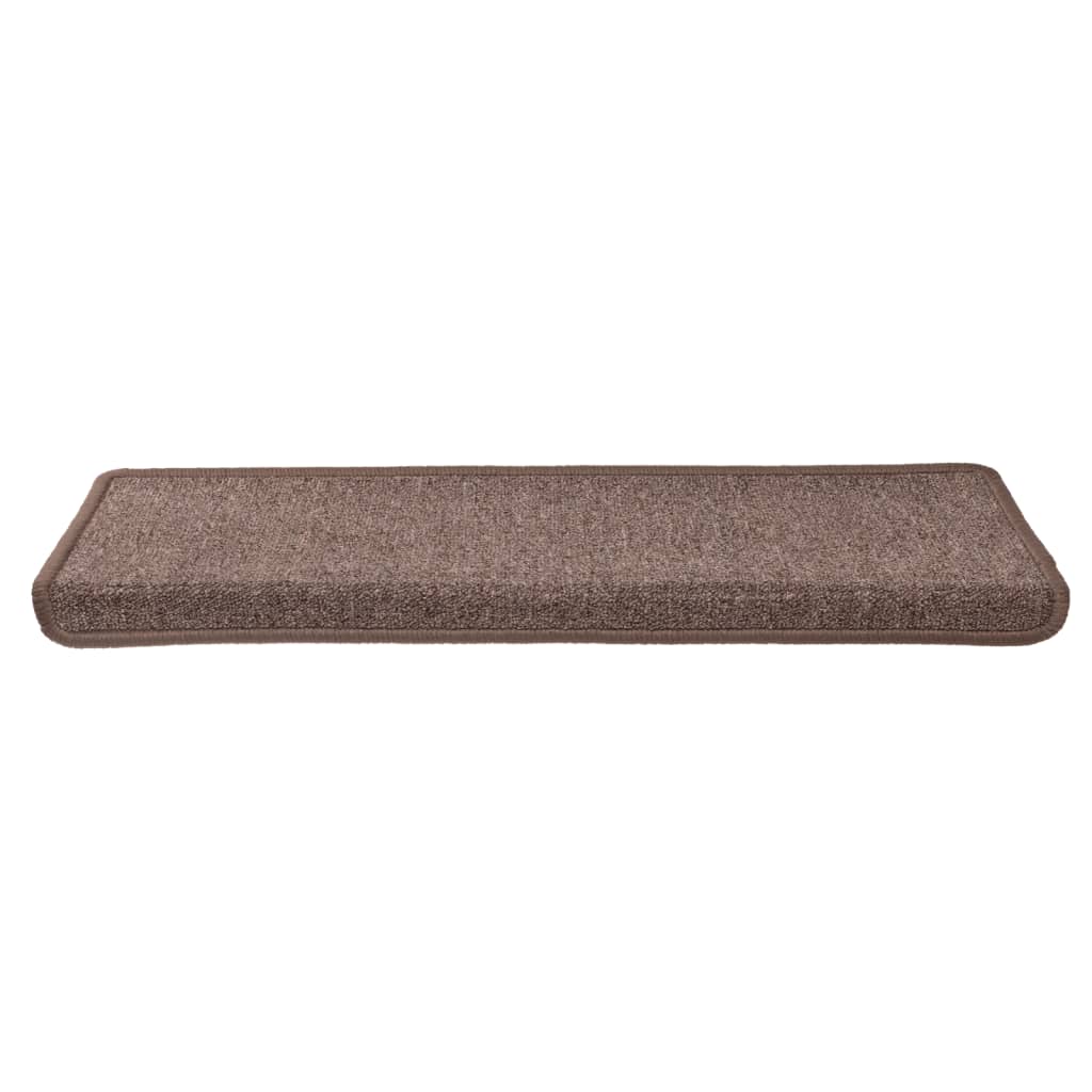 Tappetini per scale 15 pz 65x21x4 cm Marrone Bordo rettangolare 326196