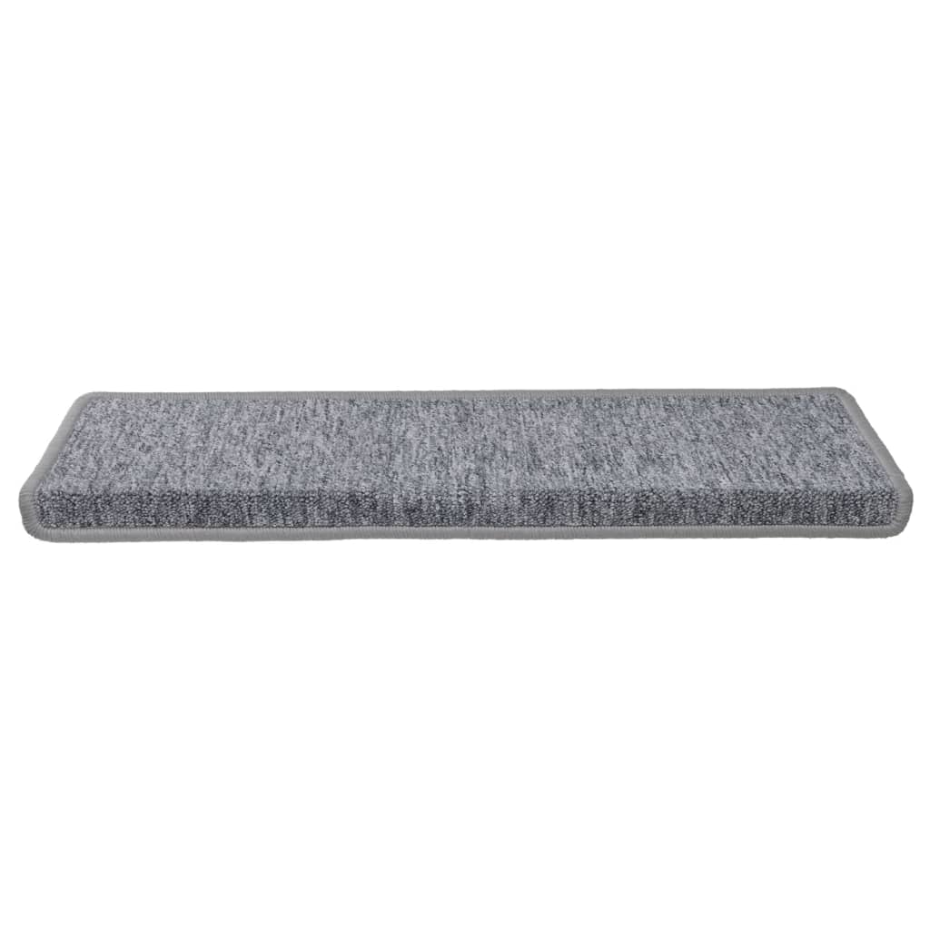 Tappetini per scale 15 pz 65x21x4 cm Grigio chiaro Bordo rettangolare 326198