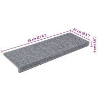 Tappetini per scale 15 pz 65x21x4 cm Grigio chiaro Bordo rettangolare 326198
