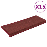 Tappetini per scale 15 pz 65x21x4 cm Bordeaux bordo rettangolare 326199