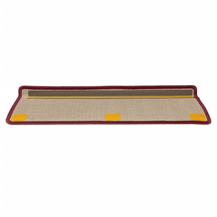 Tappetini per scale 15 pz 65x21x4 cm Bordeaux bordo rettangolare 326199