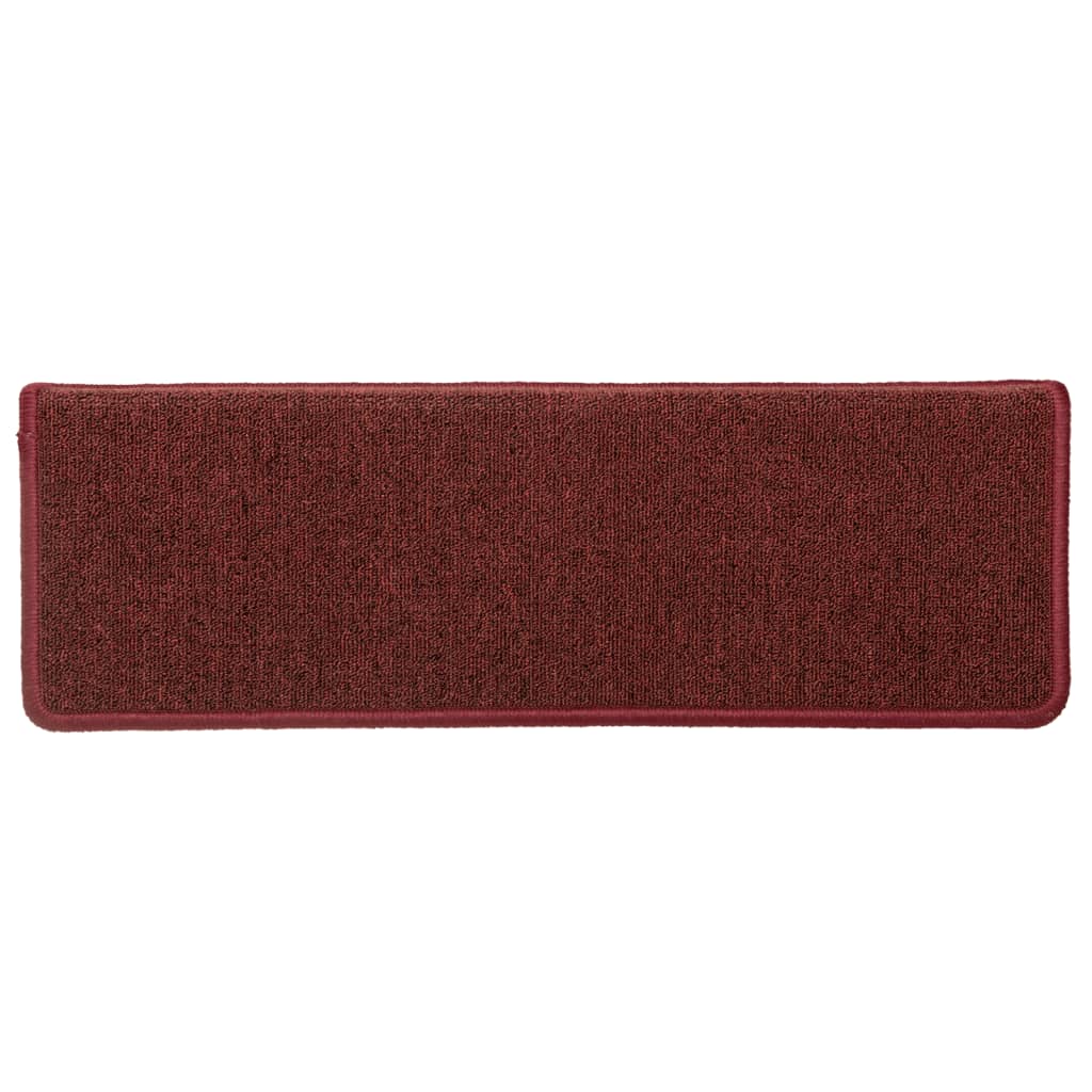 Tappetini per scale 15 pz 65x21x4 cm Bordeaux bordo rettangolare 326199