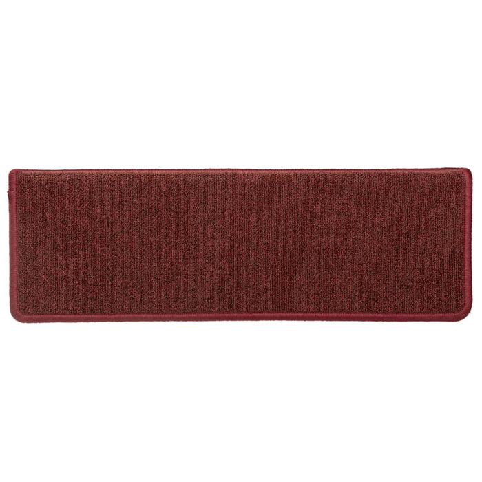 Tappetini per scale 15 pz 65x21x4 cm Bordeaux bordo rettangolare 326199