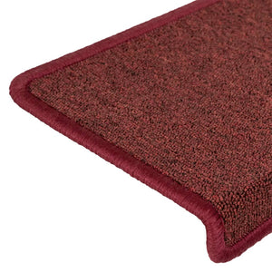 Tappetini per scale 15 pz 65x21x4 cm Bordeaux bordo rettangolare 326199