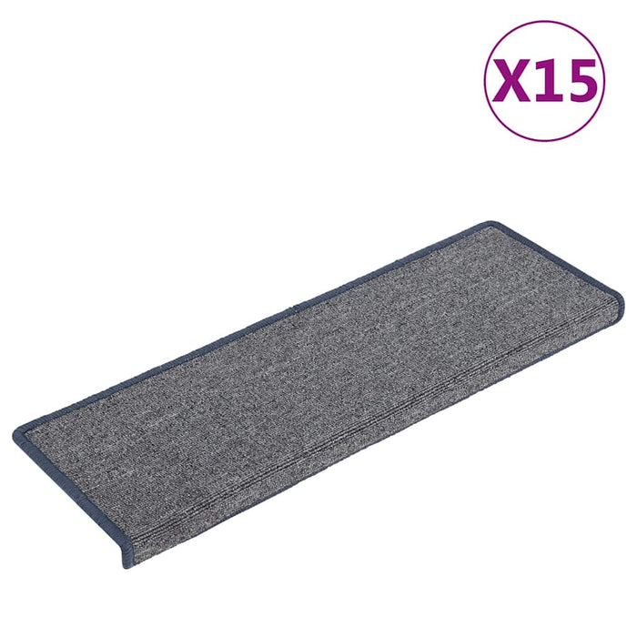 Tappetini per scale 15 pz 65x21x4 cm Grigio chiaro e blu con bordo rettangolare 326200