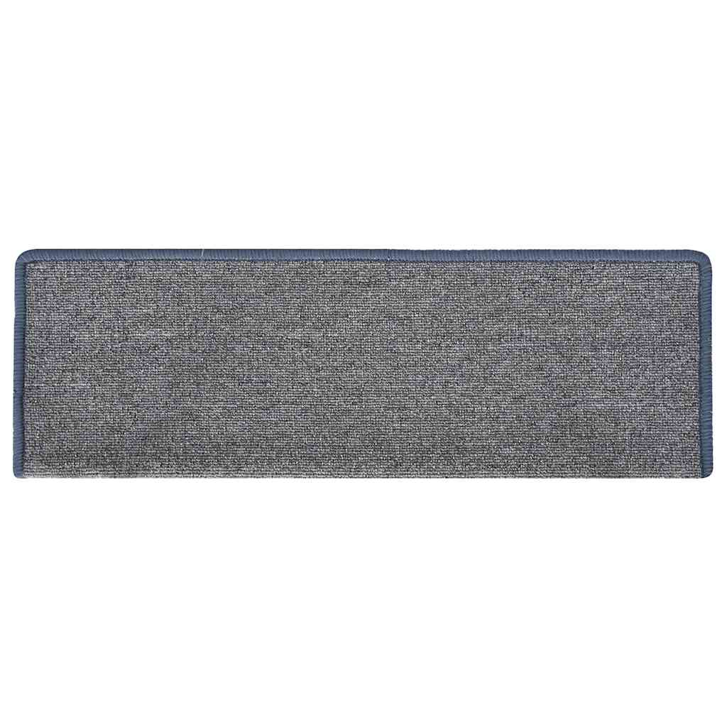Tappetini per scale 15 pz 65x21x4 cm Grigio chiaro e blu con bordo rettangolare 326200