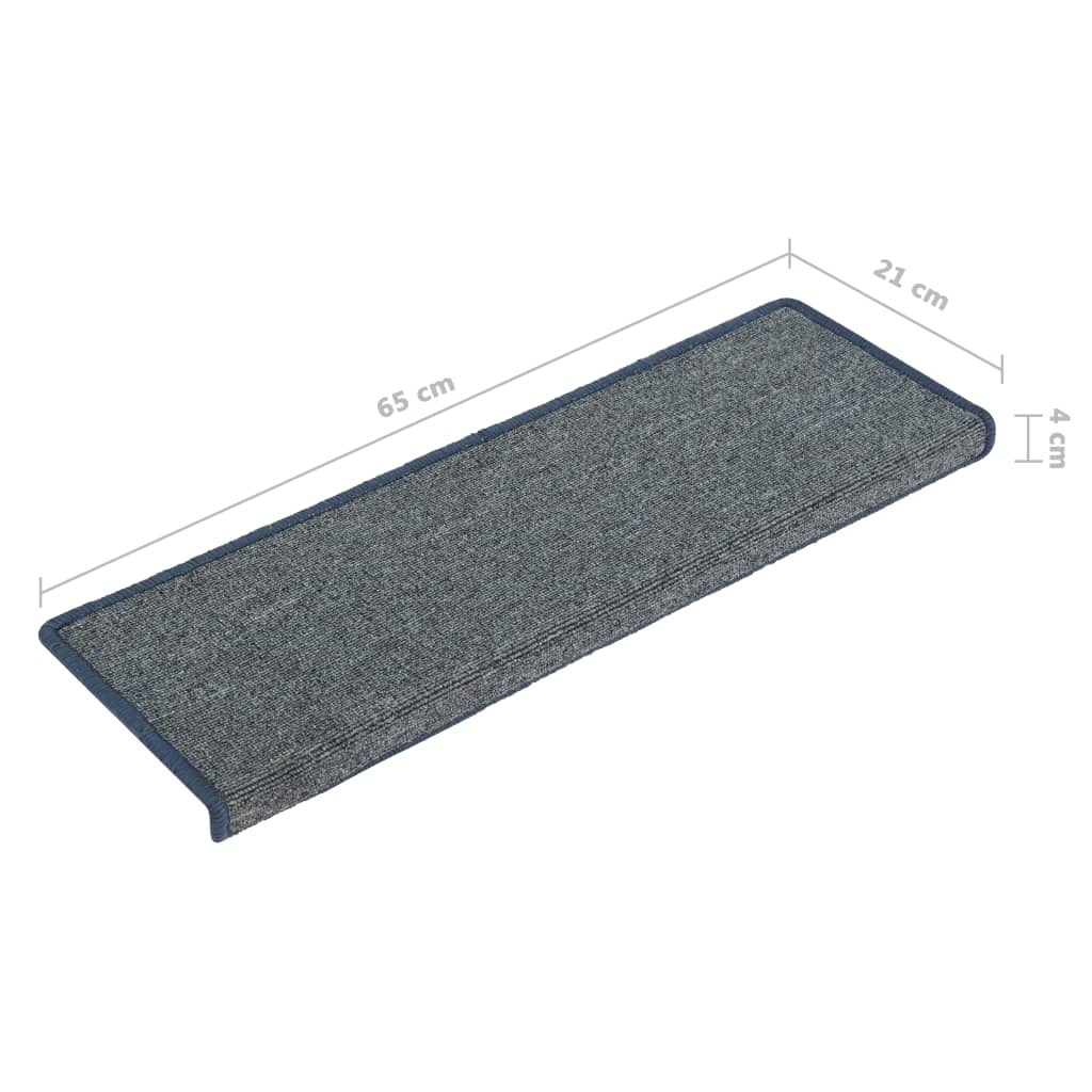 Tappetini per scale 15 pz 65x21x4 cm Grigio chiaro e blu con bordo rettangolare 326200