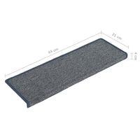 Tappetini per scale 15 pz 65x21x4 cm Grigio chiaro e blu con bordo rettangolare 326200