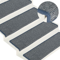 Tappetini per scale 15 pz 65x21x4 cm Grigio chiaro e blu con bordo rettangolare 326200