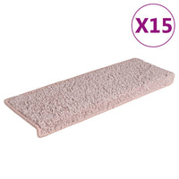 Tappetini per scale 15 pz 65x21x4 cm Rosa chiaro con bordo rettangolare 326201