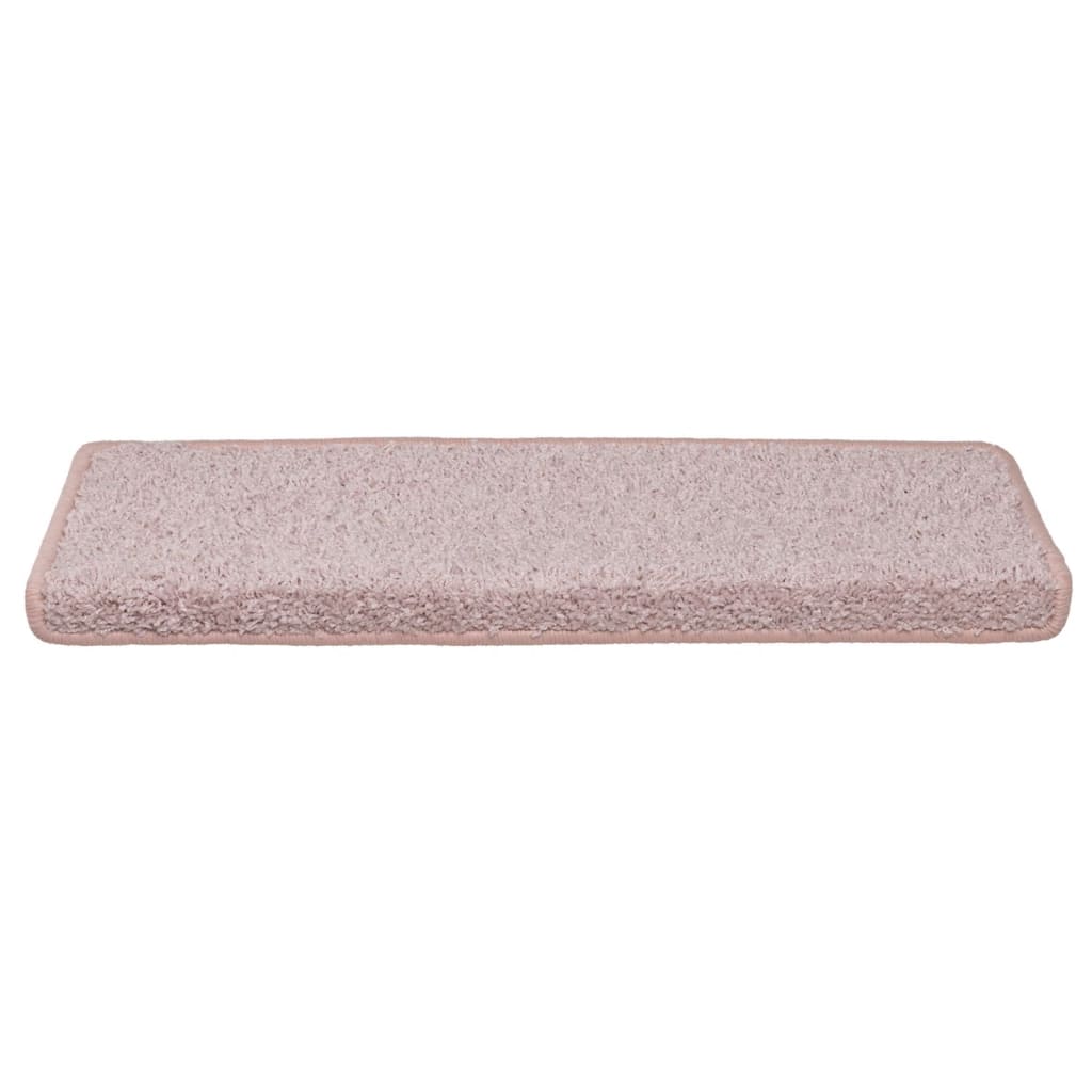 Tappetini per scale 15 pz 65x21x4 cm Rosa chiaro con bordo rettangolare 326201