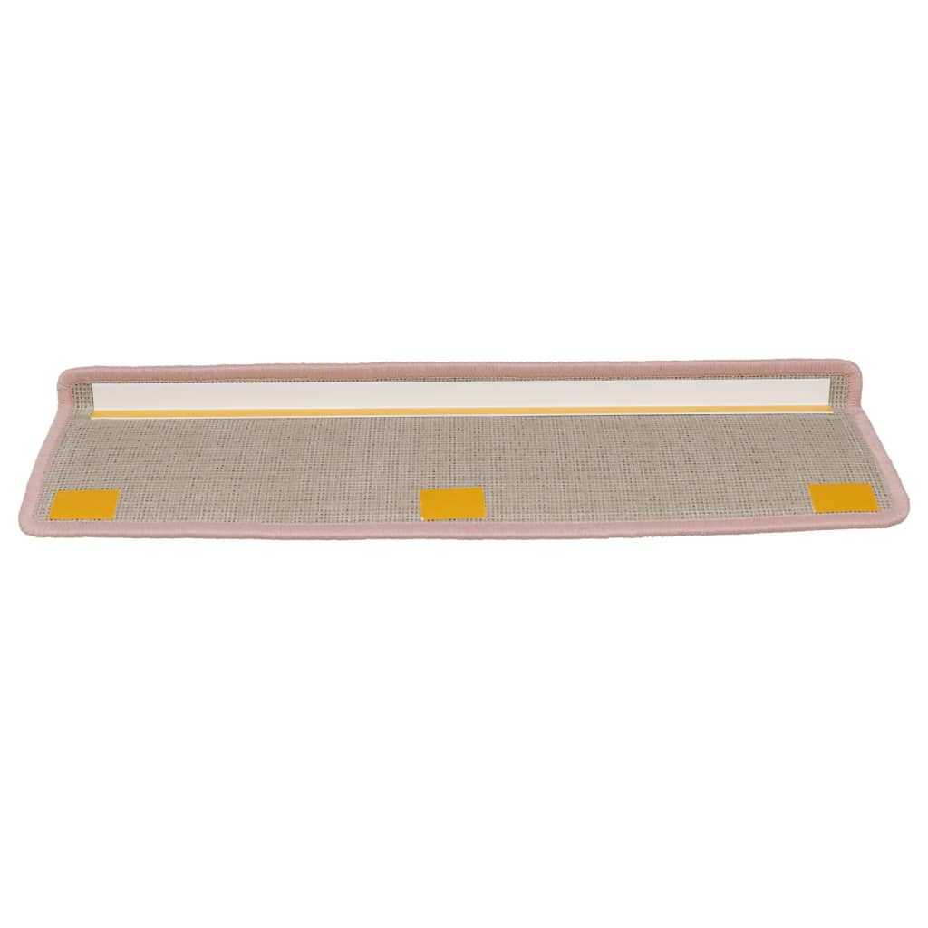 Tappetini per scale 15 pz 65x21x4 cm Rosa chiaro con bordo rettangolare 326201